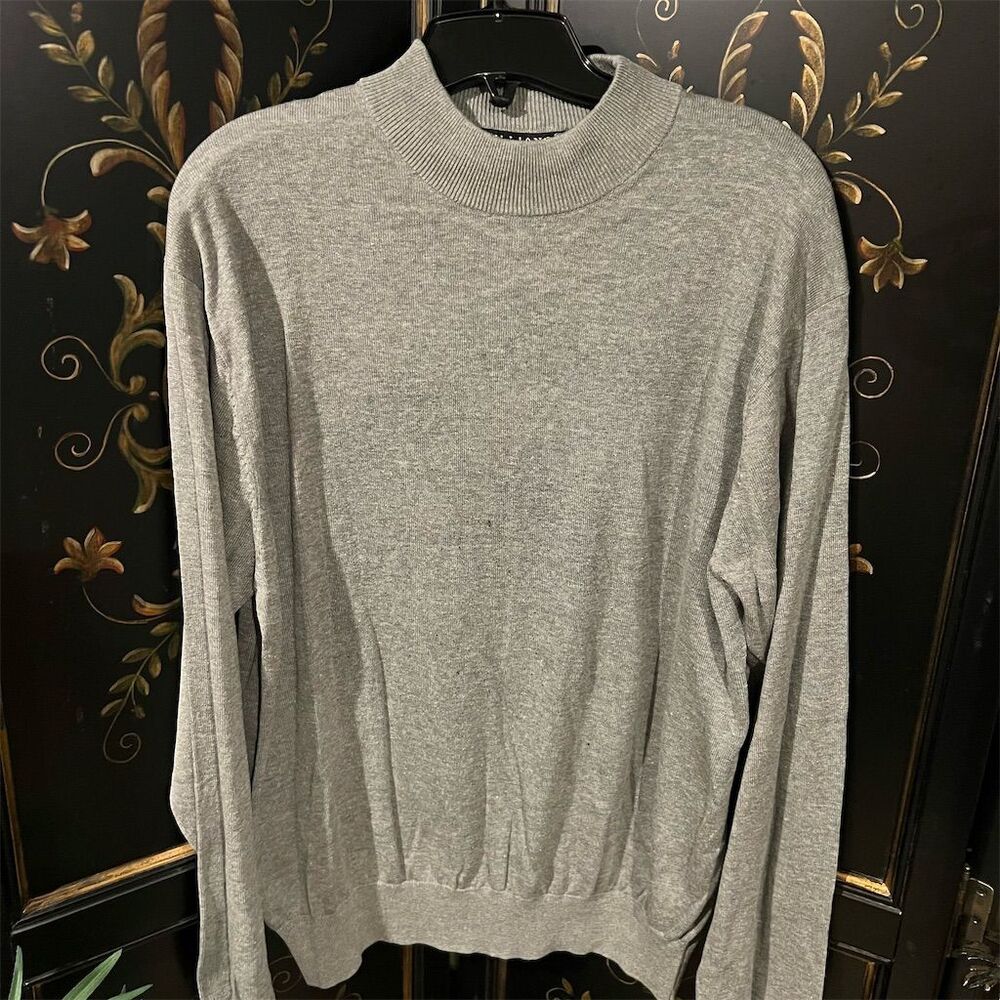 Tulliano Men's Gray Pullover Sweater M Long Sleeve Crew Neck Casual